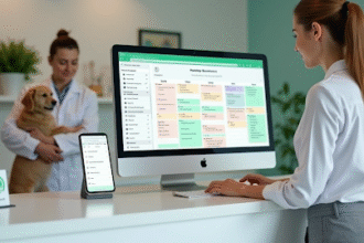 Veterinária fazendo agendamento online