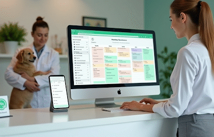 Veterinária fazendo agendamento online