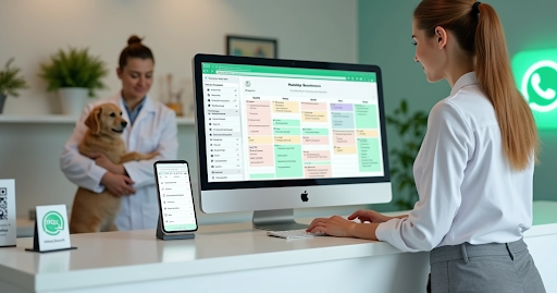 Veterinária fazendo agendamento online