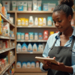 Mulher fazendo gestão de estoque