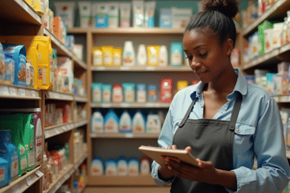 Mulher fazendo gestão de estoque