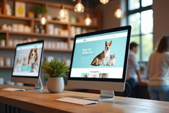 Computador com marketing para pet shop