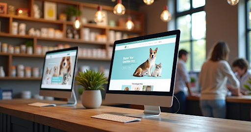 Computador com marketing para pet shop