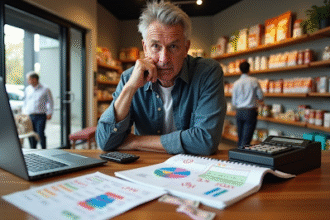 Homem fazendo conta do dinheiro em caixa