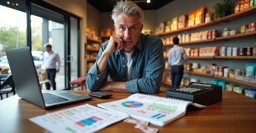 Homem fazendo conta do dinheiro em caixa