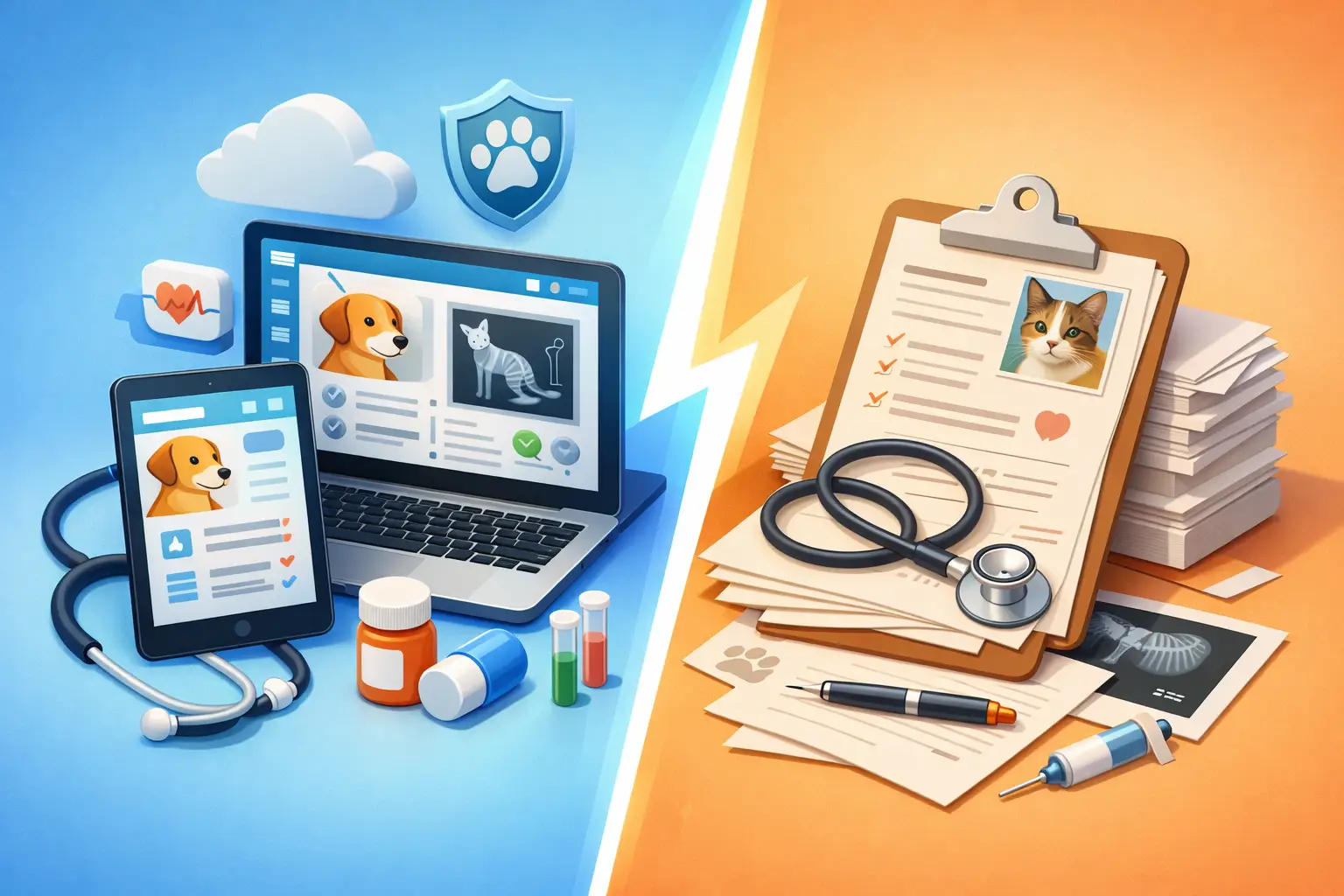 Prontuário veterinário digital vs papel