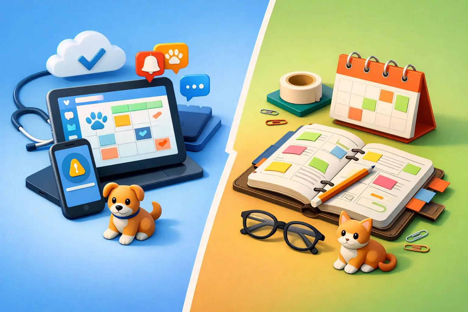 Agenda digital vs agenda manual veterinária