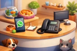 WhatsApp ou telefone na recepção para pet shops